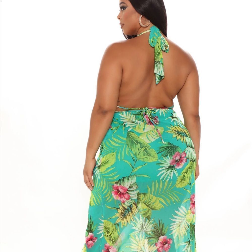 NWOT Fashion Nova Tropical Vacay Maxi Dress - Green - Picture 5 of 16